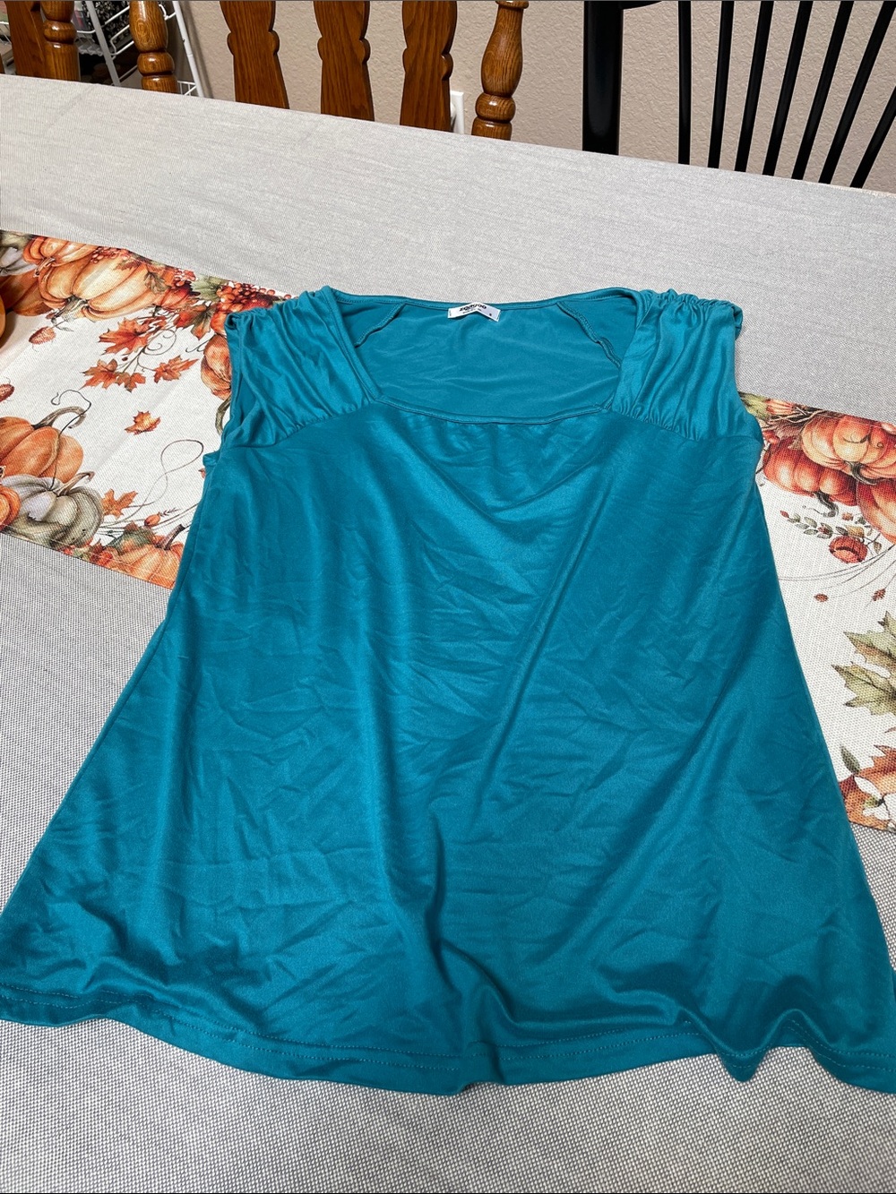 Zeagoo Teal Short Sleeve Scoop Neck Tunic, S